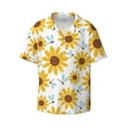 thumbnail image 4 of Uemuo Sunflowers Pattern Cotton Linen Short Sleeve Shirts,Casual Lightweight Button Down Shirts,Vacation Beach Summer Tops-Small, 4 of 7