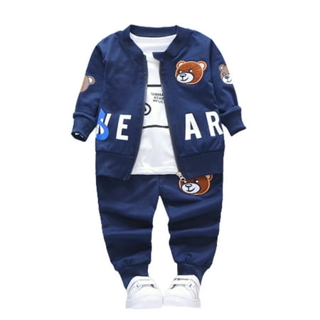 

Journey Long Sleeve Clothing Set for Kid Boy Autumn Jacket Sweatshirt and Pants(Navy Blue 100cm)