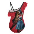 thumbnail image 2 of 2024 Joker Folie A Deux One-Piece Swimsuit for Girls Adjustable One Shoulder Ruffled Swimwear Summer Beach Kids Bathing Suits Sizes 6-12Y, 2 of 7