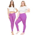 thumbnail image 2 of Stretch Is Comfort Women's Oh so Soft PS Leggings Pink Purple Stripes 5X, 2 of 6