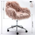 thumbnail image 6 of Makeup Vanity Chair, Fluffy Upholstered Vanity Seat w/ 360 Degree Swivel, Modern Faux Fur Dressing Chair, Height Adjustable Makeup Seat, Plush Vanity Seat and Back for Bedroom Living Room, Pink, D2673, 6 of 10