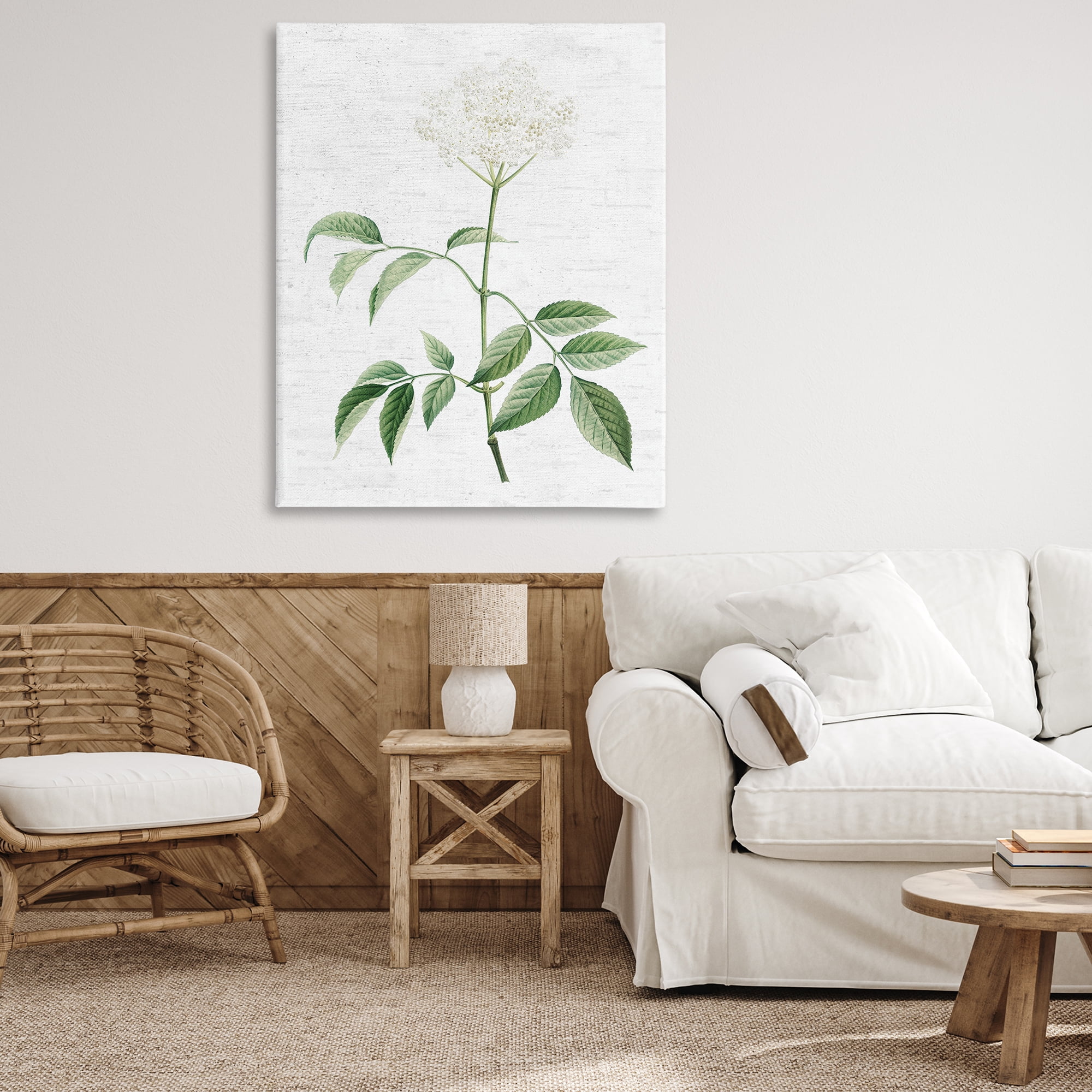 Stupell Industries Subtle Neutral Flower Botanical & Floral Painting Gallery Wrapped Canvas Art Print Wall Art, 36 x 48
