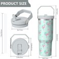 thumbnail image 5 of 1pc Flamingo 30oz Tumbler with Straw & Handle - Insulated Stainless Steel Cup | Holiday Gift for Man Women (Christmas, Valentine's, Birthday), 5 of 7