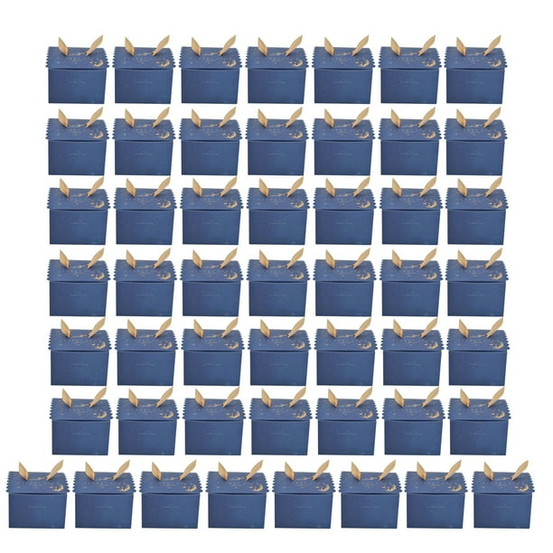 50 cajas de dulces de boda cuadradas con cinta dorada Innovadora caja de cartón para fiestas AniversarioS Blue Star Sky