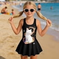 thumbnail image 3 of Uourmeti Magical White Cat Print Girls One Piece Swim Dress - Sleeveless Skirted Bathing Suit with Built-in Liner for Summer Beach & Pool, 3 of 8