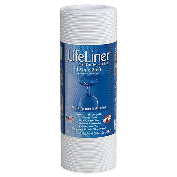 Warp Brothers Lifeliner 12Inch x 25Foot NonAdhesive Shelf Liner in White