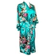 thumbnail image 2 of Kimono robe long 16 colors PREMIUM Peacock bridesmaid bridal shower womens gift (Blue Turquoise), 2 of 2