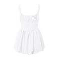 thumbnail image 6 of adviicd Women's Square Neck Sleeveless Slim-fit Waist Mini Dress Ruched Ruffle A Line Short Halter Dresses White, L, 6 of 6
