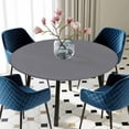 thumbnail image 5 of Elastic Fitted Round Tablecloth, Grey Pure Color Waterproof Stretch Table Cover for 55"-60" Tables, Aesthetics Contemporary Luxury Washable Outdoor Tablecloths for Patio, Picnic, Camping, 5 of 9