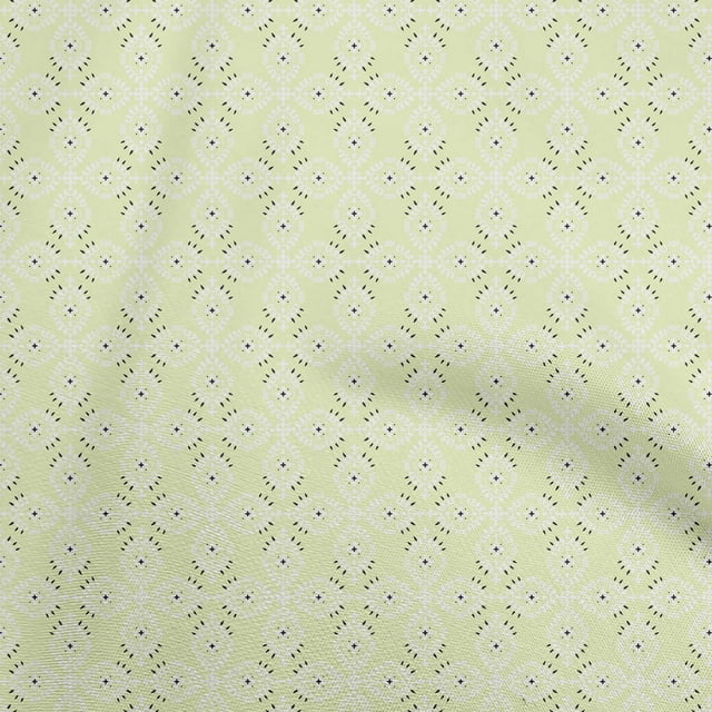 oneOone Polyester Spandex Lime Fabric Asian Block Print Traditional Fabric For Sewing Printed Craft Fabric By The Yard 56 Inch Wide