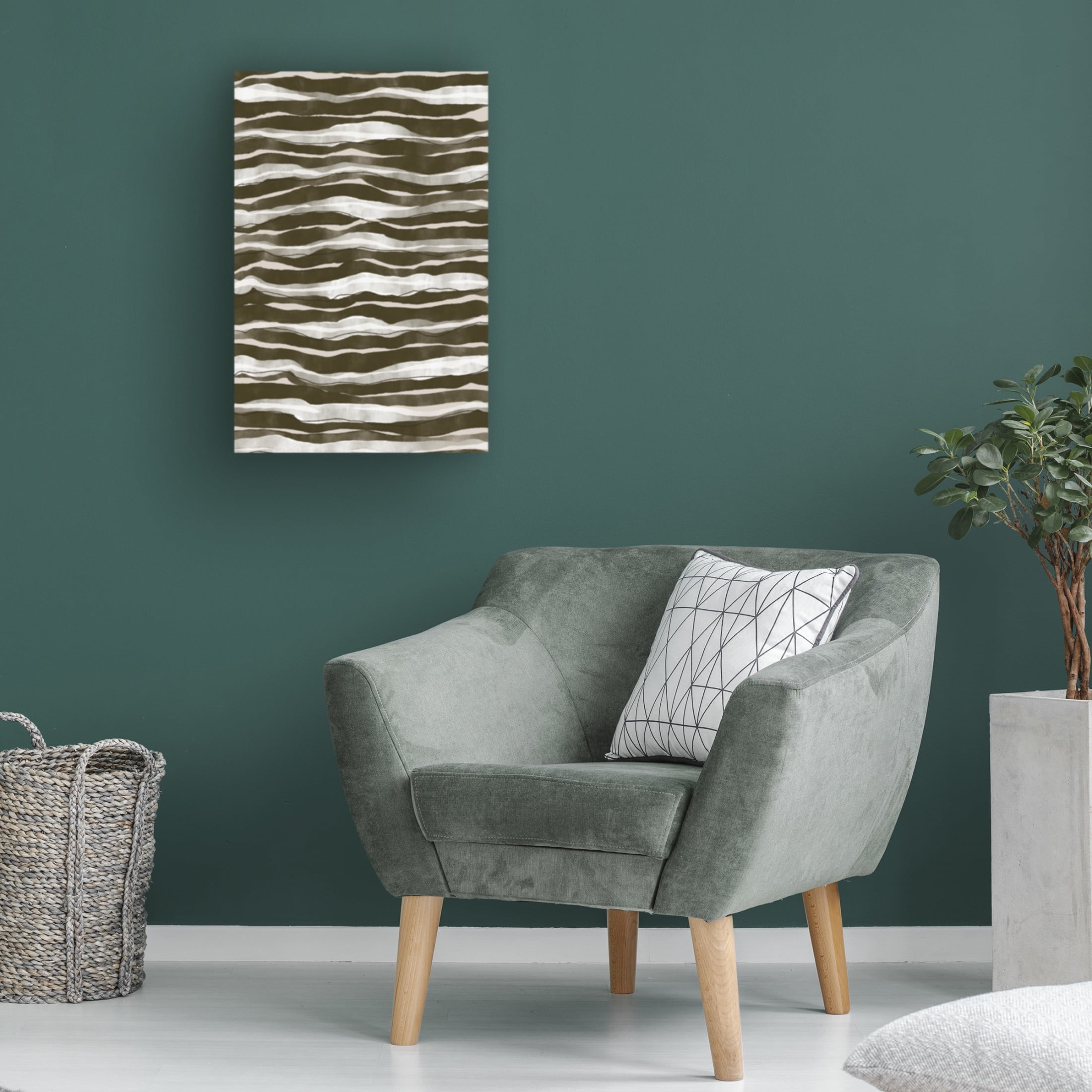 Canvas Wall Art - Treechild 'Geen Watercolor Waves' Wall Art for Living Room, Bedroom, or Office D?cor by Trademark Fine Art - 30 x 47 Inches