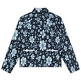 thumbnail image 4 of Jackets for Women Winter Coat Jackets Flannel Stand Collar Jacket(Blue Floral Pattern Dark Background,Size:S-4XL), 4 of 7
