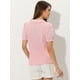 thumbnail image 4 of Blusa Allegra K cuadros mujer manga corta cuello Peter Pan Rosa S, 4 of 5