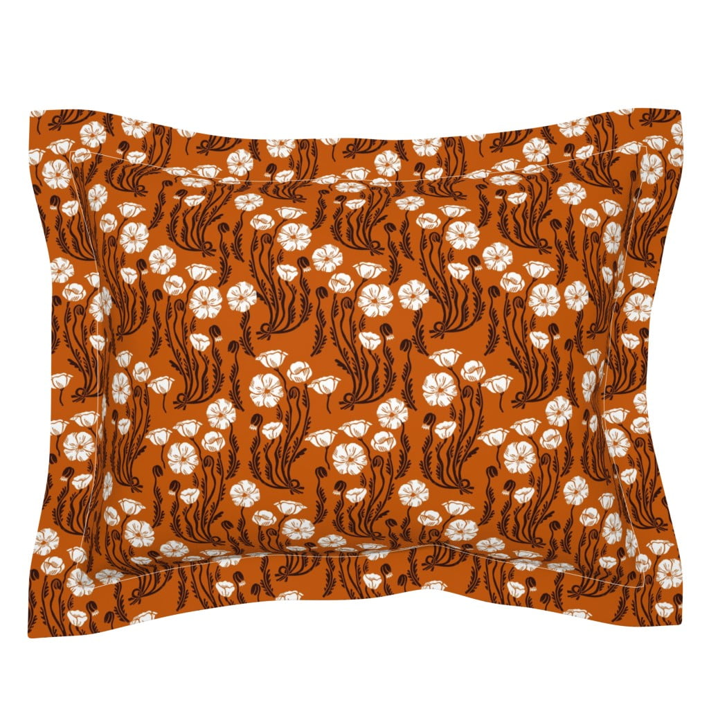 Large Poppies Floral Florals Autumn Fall Harvest Pillow Sham by