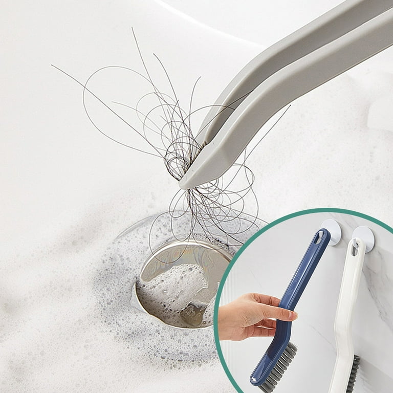 Bathroom Gap Cleaning Brush, Two-in-one Hair Clip, Toilet Cleaning Tool  Floor Cleaning Brush Stiff Bristled Brush
