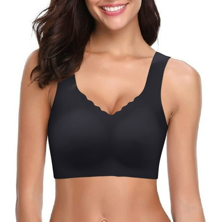 CAICJ98 Sexy Lingerie for Women Woman Sports Bra No Steel Ring Bras Fitness Vest Sexy Seamless Hollowing Out Lace Underwear M Black