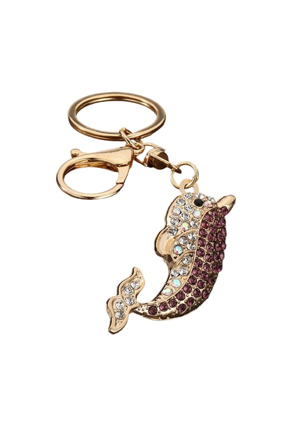 Bling Rhinestone Dolphin Keychain, Zinc Alloy Car Key Ring, Sea Animal Keychain Pendant for Backpacks Handbag Decoration
