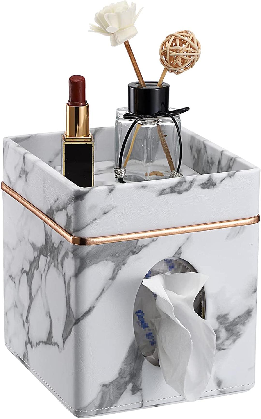 Leather Square Tissue Box Cover Decorative Cube Tissue Box Holder