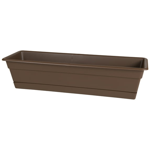Bloem Dura Cotta Window Box Planter w/Tray 36" Chocolate Brown