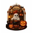 thumbnail image 2 of Adorno acrílico de fantasma adorable para Halloween | Colgante decorativo espeluznante para la esquina de lectura | Decoración del hogar caprichosa | Escena del Gato Negro de la Linterna | 1 pieza, 2 of 2