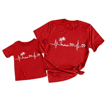 

JDEFEG Christmas Pajama Shirts for Family Long Sleeve Women Summer Casual Color O Neck Parent Child Shirt Short Sleeve Mommy and Me T Shirt Top Christmas Pajama Pants for Family Cotton Red 90