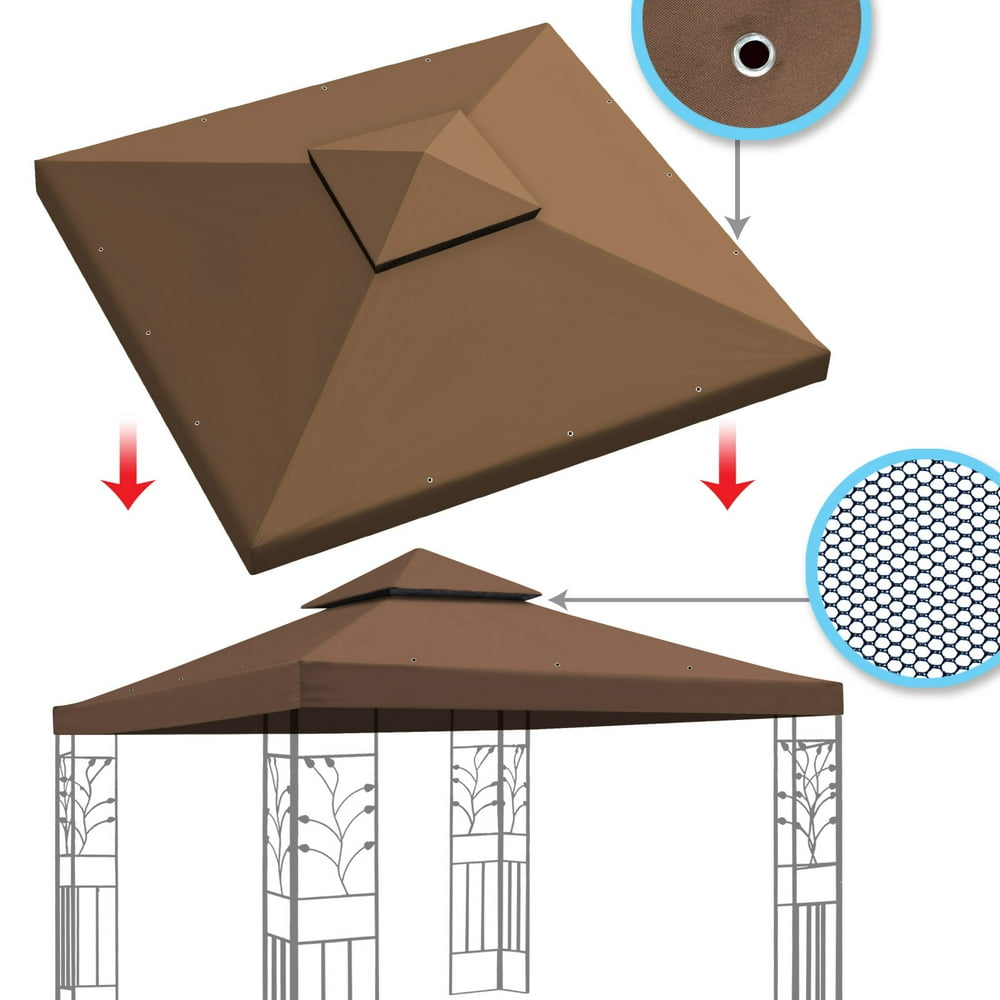 SUNNY 10x10 FT Gazebo Replacement Canopy Top Double Tier Canopy Top
