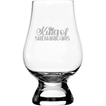 

King Of Shenanigans St Patrick s Day Etched 6.5oz Glencairn Whisky Glass