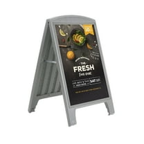 M&T Displays Street SignPro Deco 23.39x33.11 Double Sided Grey Sandwich Board A-Frame Sidewalk Sign