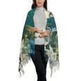 thumbnail image 3 of Cauagu Tropical Parrot Floral Artwork Print Women Wrap Shawl tassels Scarves Retro Scarf 77.6"X28.3", 3 of 8