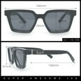 thumbnail image 5 of Locs Retro Beveled Frame Horn Rim Rectangle Gangster Sunglasses Black Blue - Black, 5 of 7