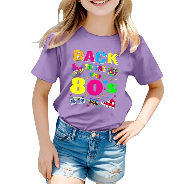 MEZZALL T-Shirt Imprimé Couleur Carnaval pour Enfants, Col Rond, Manches Courtes, 4-5 Ans
