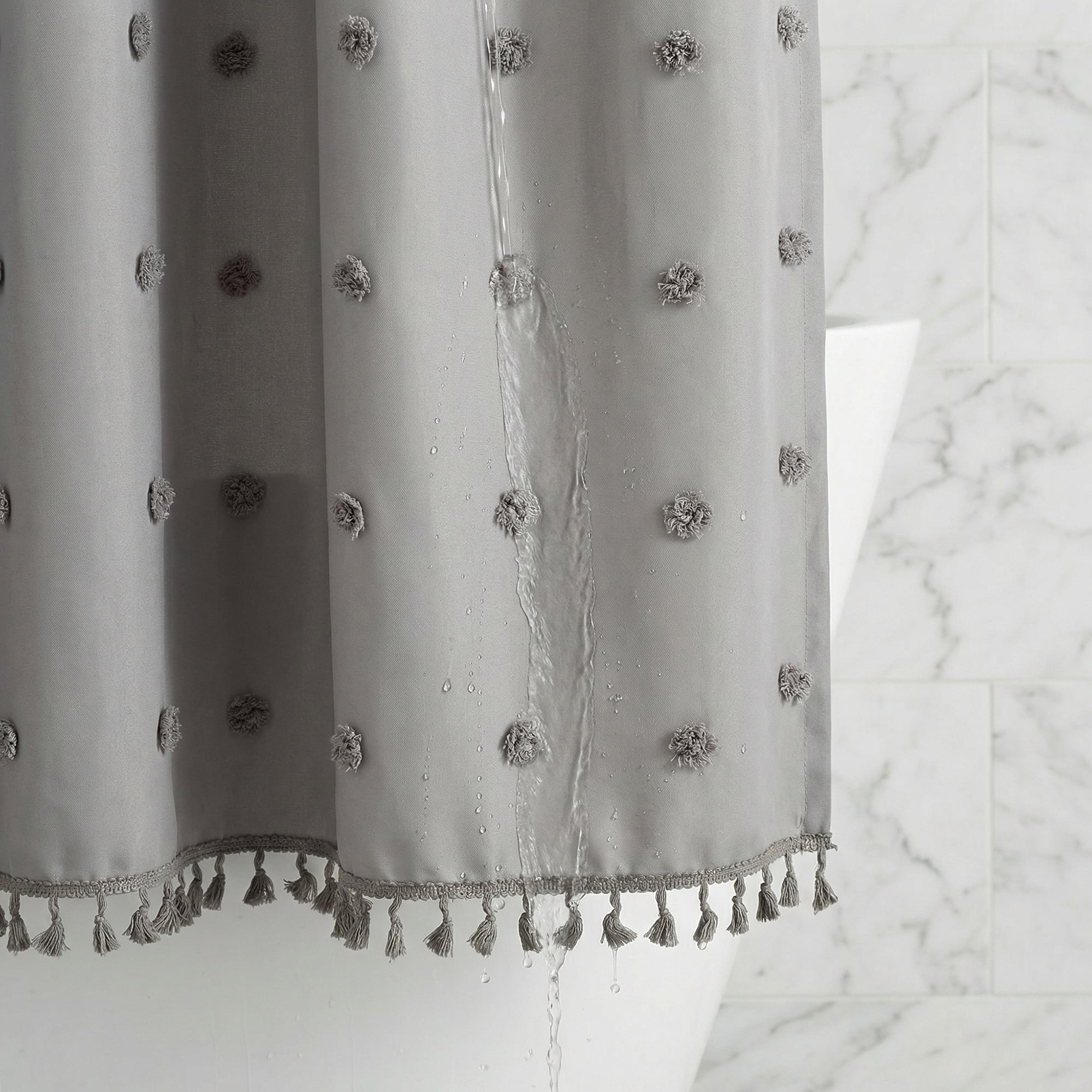 Unique Bargains Geometric Texture Shower Curtain Sets with Hooks Grey 72"W x 72"L
