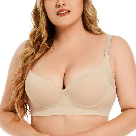 

Women Underwire Push Up Bra Full Coverage Smooth Plus Size Bra Hides Back Fat