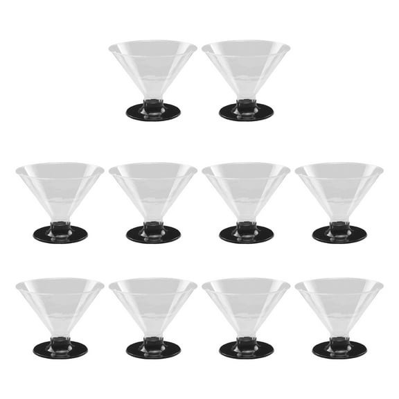 10Pcs Disposable Martini Glasses Set Plastic Cocktail Glass for Parties Weddings Desserts Transparent Cups for Cocktails Champagne Ice Cream