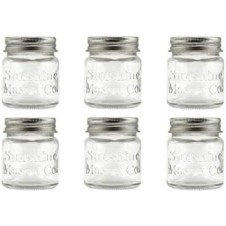 Mason Co. Mini Mason Jar Shot Glasses with Metal Lid 2 Ounces, 6 Pieces