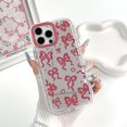 thumbnail image 3 of TRAHOO-Compatible with iPhone 15 Pro Max Case Cute Mirror Bow Love Heart Pattern for Women Girls Ribbon Design Shockproof Silver Protective Phone Cover - Wine Red Bow, 3 of 4