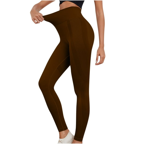 Scrunch Yoga Leggings for Women Seamless High Waisted Gym Exercise Pants  Stretch Butt Lifting Workout Tights Brown