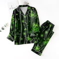 thumbnail image 2 of GDREDA Pyjamas Femmes Femmes Pyjamas Ensemble Assorti Pyjamas des Fêtes Ensemble de Pyjama Classique pour Femmes à Boutons en Satin Long avec Poches Ensembles de Pyjama pour Femmes Pyjamas Vert Armée,P, 2 of 3