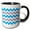 Black/White, variant on 3drose, Chevron Pattern in Blue and Dusky Pink, 11oz Mug