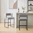 thumbnail image 2 of warfulie Bar Stools Set of 2, Modern Counter Height, 26 Inch Kitchen Bar stools with Metal Base, Velvet Fabric Seats for Kitchen Island, Gray, 2 of 5
