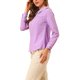 thumbnail image 4 of INSPIRAR CHIC Blusa dulce de manga larga con cuello Peter Pan y volantes para mujer, color púrpura, 4 of 7