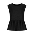 thumbnail image 3 of Cethrio Girls T-Shirts 2025, Pleated Casual Crewneck Summer Sleeveless Tops Black Size 12-13 T, 3 of 6