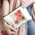 thumbnail image 3 of Pratyus Pink Love Canvas Tote Bag - Travel Essentials Ladies Cosmetic Bag with Hearts Print Design White, 3 of 6