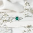 thumbnail image 4 of Rosec Jewels Lab Created Emerald Ring with Moissanite Halo for Women - 6X8 mm - AAAA Quality, 18K White Gold, US 10.00, 4 of 9