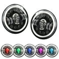 thumbnail image 2 of 2Pcs 7 inch Round LED Headlight Skull Pattern LED Headlight with High/Low Beam Turn Signal DRL and Colorful Angle Eye Light, 2 of 6