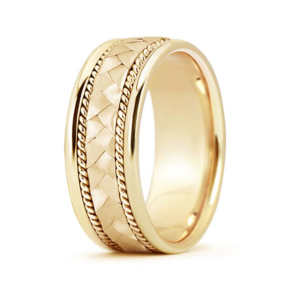Angara Plain Band Ring in 14K Yellow Gold for Men. (Ring Size: 10.5)