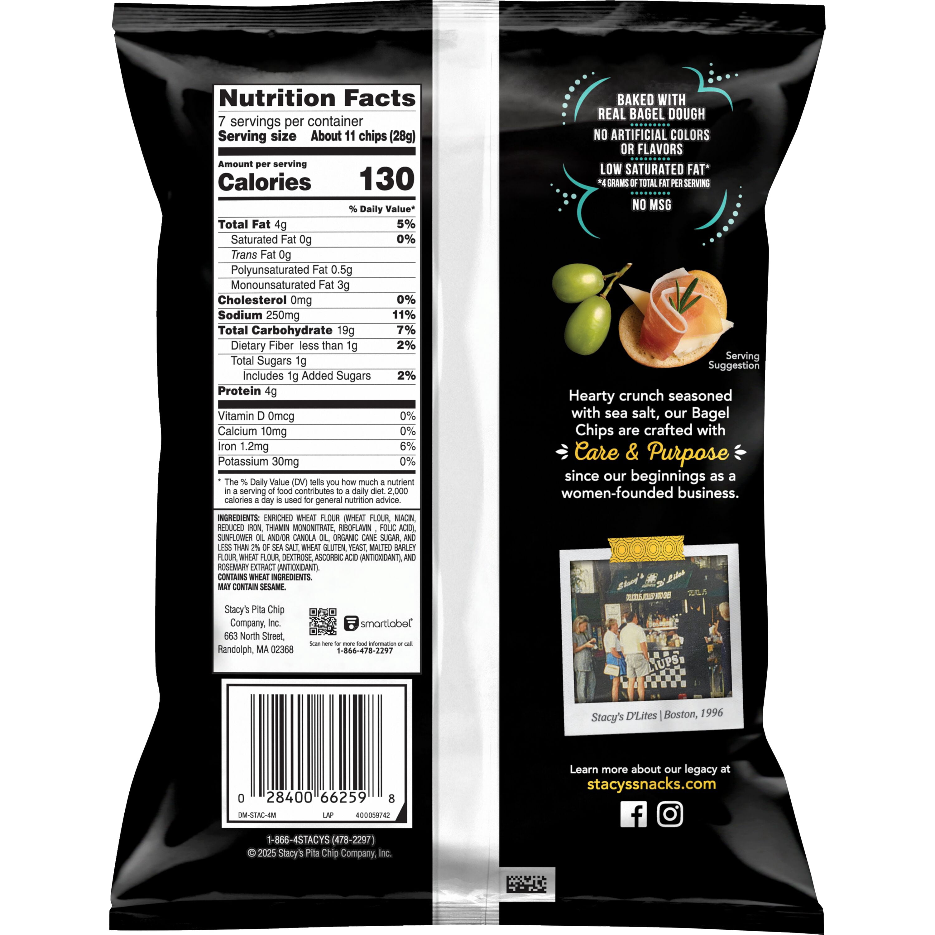 Stacy’s No Artificial Colors or Flavors Sea Salt Bagel Chips Bag, 7 oz​