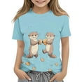 thumbnail image 2 of FamilyThread Toddler Girls Boys Breathable Short Sleeve T-Shirt Cute Animals Graphic Print Tunic Tops Crewneck Casual Daily Shirt For 3-13Y, 2 of 7