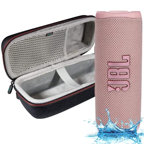 JBL Flip 6 - Altavoz Bluetooth portátil resistente al agua, sonido potente y graves profundos, resistente al agua IPX7, 12 horas de reproducción con estuche rígido Megen - Rosa