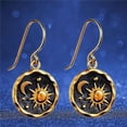 thumbnail image 3 of Xiao Hua Pendientes colgantes de sol y luna, redondos, con forma de gota, estilo bohemio, con gancho, llamativos, dorados para mujer., 3 of 5